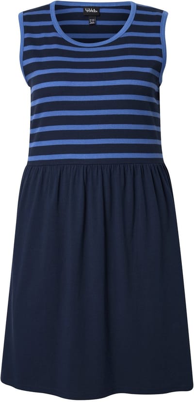 Ulla Popken - Dames - Jurk ribjersey A-lijn ronde hals mouwloos - Marine - Maat 46+