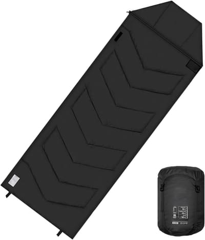 Slaapzak Volwassenen - Winterslaapzak Outdoor - Kamperen Backpacken - Winddicht Regendicht - 220x80cm - Schemer Zwart