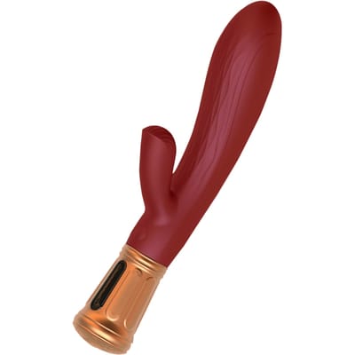 Viotec - Mina - Tarzan Vibrator - Rabbit Vibrator - Dubbele Stimuatie - Goud en Wijnrood - Luxueus Zacht Siliconen