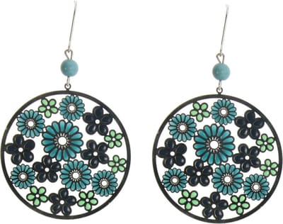 Behave - Oorhangers dames - Boho flower look - Blauw groen - Nikkelvrij