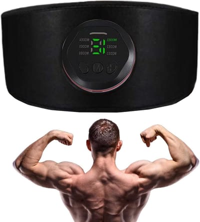 Buikspier Stimulator - Spiertrainer Riem - Lichaamsvorming Fitness - 18 Intensiteitsniveaus - Tot 1.1m Band - Zwart