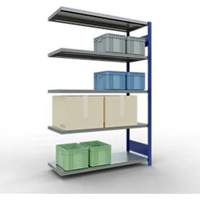 Schulte Lagertechnik MULTIplus 250 rekkensysteem zonder boutverbindingen, lengte bout, 2000x1300x500 mm, 5 legborden, lichtgrijs
