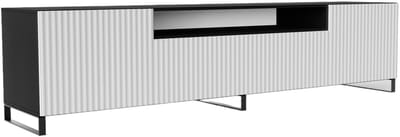 TV-kast Noe III, woonwand, lowboard, tv-standaard, woonwand, woonkamer, tv-board, woonkamermeubels, televisie, highboard, TV-kast, tv-lowboard, 200 cm, 3 deuren, zwart, wit