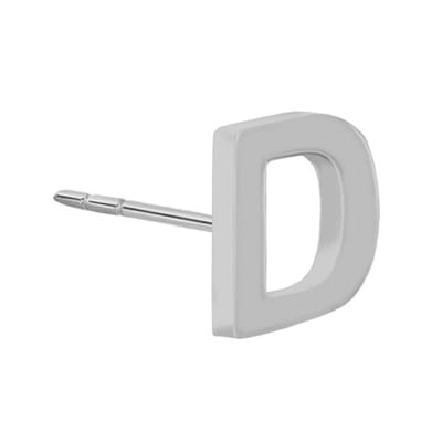 New Bling 9NB-908D - Zilveren oorsteker Letter D – Rhodium Plated – 4 mm – Per Stuk
