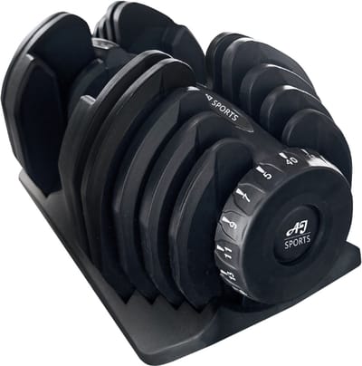 AJ-Sports Verstelbare Dumbbell 40kg - 5 t/m 40kg - Gewichten - Dumbell Set - Gewichten set - Halterset - Fitness gewichten - Krachttraining - Fitness - Zwart - 1 stuk!!