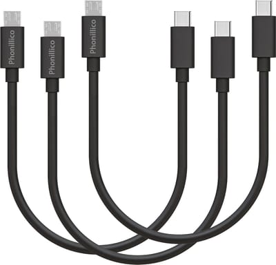 3x Micro USB naar USB C Kabel Zwart - 0,2 meter - Oplaadkabel voor Huawei MediaPad S7-301(u&w)/S7-302u/S7-303u/S7-601u/S7-602u/S7-701/S7-702u/S7-721u/S7-931(u&w)/S7-932u/S7-933u/S8-301(L&u)/S8-302L/S10-101/S10-201(L&u)/S10-202u/S10-231