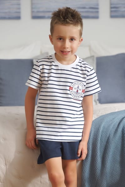Doctor Nap Katoenen Pyjama Meisjes Jongens | Matching Familie Pyjama | Shortama Korte Mouw Korte Broek | Marine Kort PDU.5352 110/116