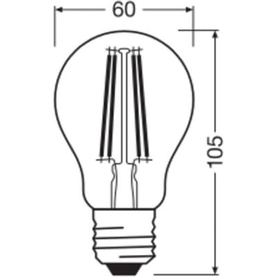 OSRAM LED-lamp Superstar bolvorm A60 filament dimbaar, 2700 K warm wit, 5,9 W, E27, helder, 806 lm, voor plafond- en staande lampen, 15.000 uur