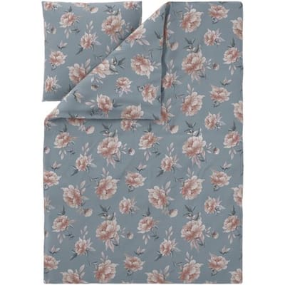 LIVARNO Renforcé-beddengoed, 140 x 200 cm (Bloemen/Blauw)