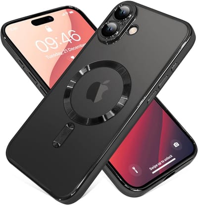 Telefoonhoesje Geschikt voor iPhone 16 – Siliconen Hoes met Chroom – Compatibel met MagSafe – Geïntegreerde Camerabescherming – Zwart – FuturiQ