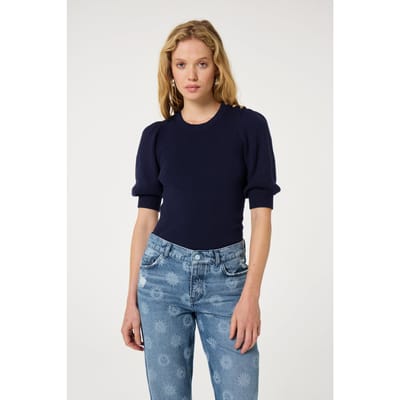 Fabienne Chapot Lillian Short Sleeve Pullover After Midnight Blue Maat: XS | Sweaters Outlet | Dames | Blauw