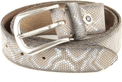 b.belt Riem Ledergürtel Animal W95 Vanille+Silbermetallic Beige Veelkleurig