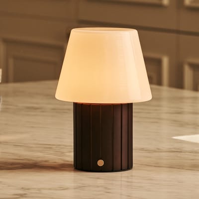 Tavellio Lex Oplaadbare Tafellamp – H22 – Hout en Glas – Donkerbruin