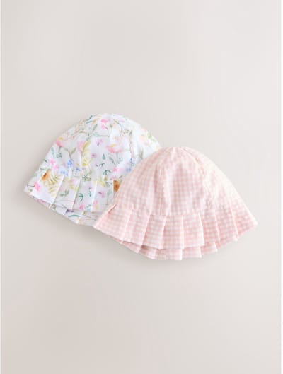 Next - Meisjes - Baby geweven bucket hoeden 2 stuks - Groen