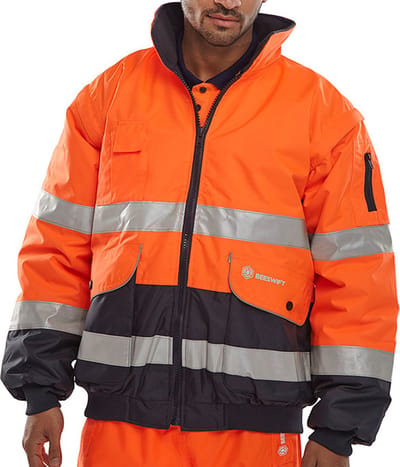 Beeswift Bomberjack - Oranje/Marineblauw - Maat S