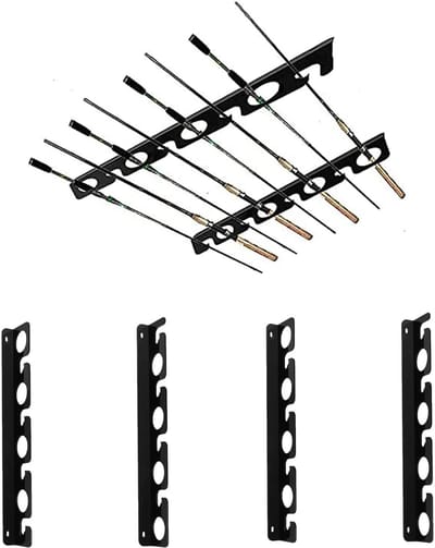 Dailygoody - Set van 2 Acryl Wandhouders voor Hengels - Organisatie en Opslag - Horizontaal en Verticaal - Voor Garage en Boot - Inclusief Montagehard...