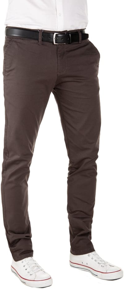 Yazubi Heren Chinobroek Dustin – Inclusief riem – Slim Fit – Katoen Stretch – Donkergrijs – Met riem & 5-pocket