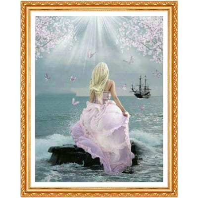 Diamant broderie femme pleine perceuse ronde diamant peinture point de croix mer Kit de bricolage décor à la maison 20X30CM gray