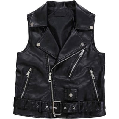 Vest met riemdecoratie, retro motorvest met ritszakken, vest met riemdecoratie voor dames, imitatieleer vest voor woon-werkverkeer. XXXL black