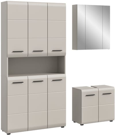 Badcombinatie Kasjmier - Moderne Hoge Kast met Spiegel - 165x185 cm