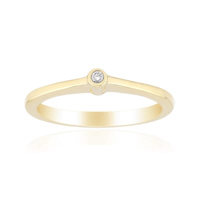 Cavill - Zilveren ring met SI1 (G) diamant 0,019 ct - verguld 925 sterling zilver - Bezel zetting - Elegante minimalistische ronde briljant ring
