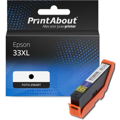 PrintAbout huismerk Inktcartridge 33XL (C13T33614012) Foto-zwart Hoge capaciteit Geschikt voor Epson