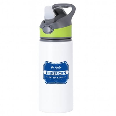 Hacebo® - De beste elektricien waterfles met rietje groen - Elektricien - een elektricien - werk - afscheidscadeau - verjaardagscadeau - water fles - 650ML