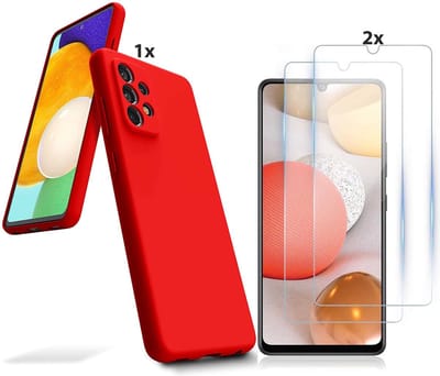 Hoesje Geschikt Voor Samsung Galaxy A51 Hoesje Soft Nano Silicone Backcover Gel Rood Met 2x Glazen Screenprotector