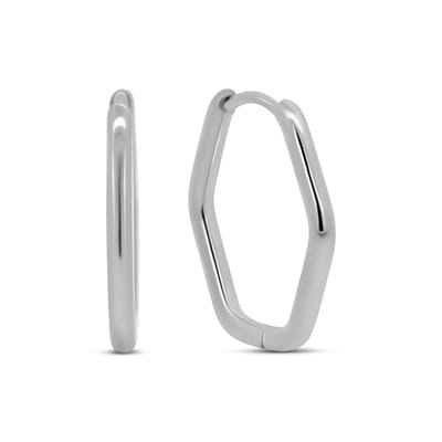 CO88 Collection - 8CE-70570 - Stalen Oorringen- Oorbellen - Hexagon - 20mm - Zilverkleurig
