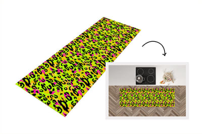 Keukenloper - Loper keuken - Panterprint - Neon - Geel - 150x50 cm - Keukenloper vinyl