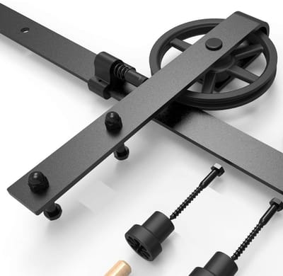 Dailygoods- Railset Robuust en Duurzaam - Schuifdeursysteem - Koolstofstaal - Deuraanslag met Veer - Max. Belastbaarheid 120 kg - Voor Deuren tot 84 cm