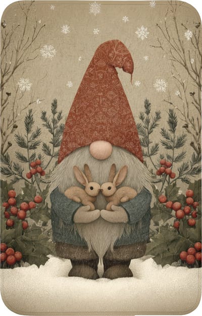 WC mat 50x80 cm - Antislip - Kerstgnome - Konijntjes - Kleurrijk - Toiletmat - Vloermat - Douchemat - Toilet tapijt - Toiletmatten