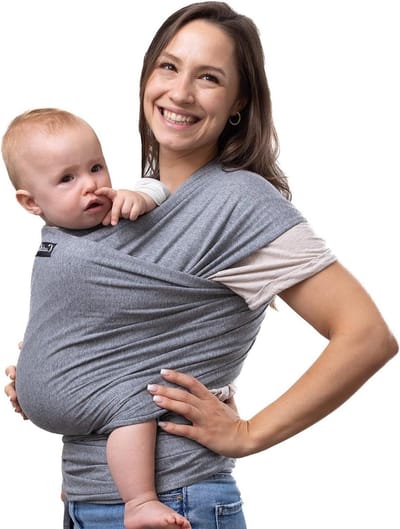 Babydraagdoek - Draagdoek pasgeboren - Baby dragen - Handsfree ouderschap - One size fits all - Geel grijs