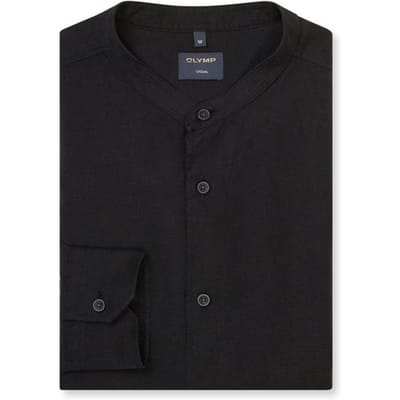 Slim fit linnen overhemd van puur linnen met opstaande kraag