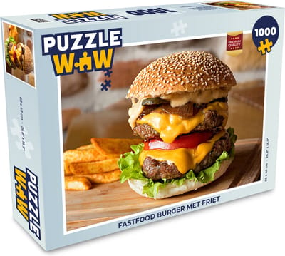 Puzzel Fastfood burger met friet - Legpuzzel - Puzzel 1000 stukjes volwassenen
