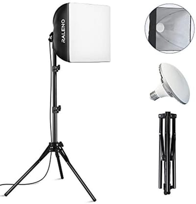 RALENO Softbox Fotografie Verlichting, 85W 20'' x 28'' E27 Socket voor Studio Light, Portret Fotografie en YouTube Video, Soft Box met Verstelbare Lamp Stand en Draagbare Tas