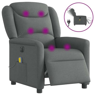 vidaXL - Massagestoel - elektrisch - verstelbaar - stof - donkergrijs