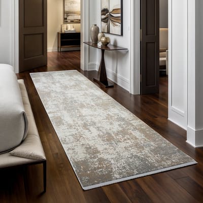 the carpet Fine hoogwaardige woonkamer vloerkleed, modern, zachte textuur, stijlvol design, luxueuze kwaliteit, ideaal voor slaapkamer & woonruimtes, geschikt voor vloerverwarming, beige, 80 x 300 cm