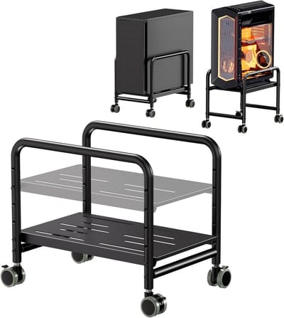 SnelShoppen - PUTORSEN Staand Bureau voor Desktopcomputer met Wielen - Verstelbaar Onder Tafel voor Mid-Tower PC - Belastbaarheid tot 30 kg - Behuizin