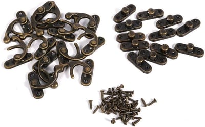 Antieke Latch Haken Set van 12 Stuks voor Sieradenboxen, Gereedschapskisten en Mini Kasten met Schroeven