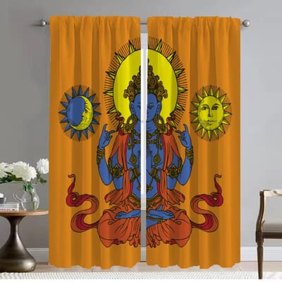 Buddhisme Décoration d'Halloween Rideau occultant pour Chambre 2 Panneaux Rideaux Élégants pour Chambre Voilage pour Chambre à Coucher Paravent Salon W50xH70cmx2pcs-CL gray