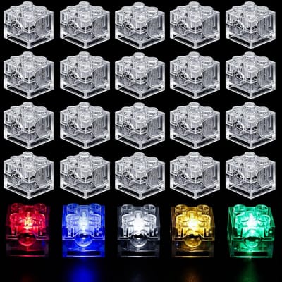 15 Stuks 2x2 LED Lichtstenen Transparante Bouwstenen Lamp Speelgoed Geschikt voor Alle Grote Bouwstenen Merken