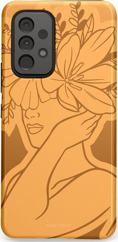Casetastic hoesje geschikt voor Samsung Galaxy A53 (2022) 5G - Dubbellaagse bescherming - Botanische Elegantie - Fashion Case - Goud Bruin Terracotta
