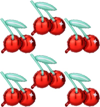 Kersenballonnen 6 stuks in Rood Kersen Thema Feestdecoraties voor Meisjes Verjaardagen en Babyshowers - Fruitige Woondecoratie