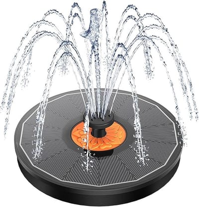 Zonne Vogelbad Fontein met 7 Sproeiers, 3.5W Zonnepaneel, Zwart