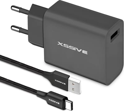 Quick Charge Set met 1 Meter USB A naar USB-C Kabel - Oplader Telefoon, Tablet en Draadloze Oortjes