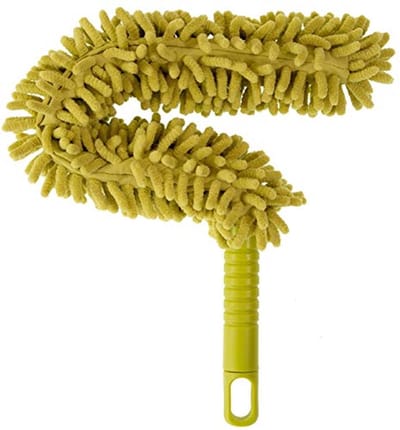 Plumeau met steel - Stofdoek microvezel - Hoge oppervlakken reinigen - Flexibele aanpassing - 181 cm - Zilver