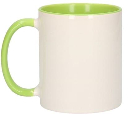Koffiemok / thee beker - 4x - 300 ml - Wit/groen - Cadeau mokken - keramiek