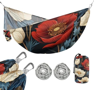 Hangmat - Kampeerhangmat - Buiten Ontspannen - Met Opbergvak - 350 Lbs Capaciteit - Rood Wit