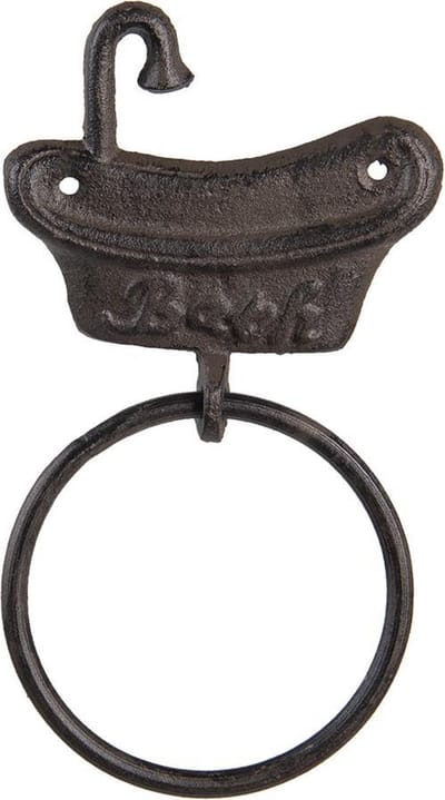 Clayre & Eef Handdoekhouder Badkuip 12x2x22 cm Bruin Metaal